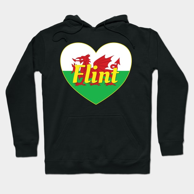 Flint Wales UK Wales Flag Heart Hoodie by DPattonPD